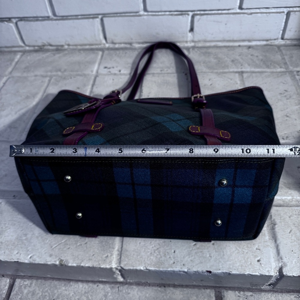 DOONEY & BOURKE Green Multicolor Plaid Leather Handbag /Shoulder Bag - Picture 13 of 15